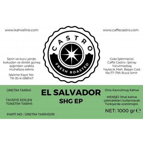 Castro El Salvador SHG EP Kahve 1000 Gr. (4x250 Gr)